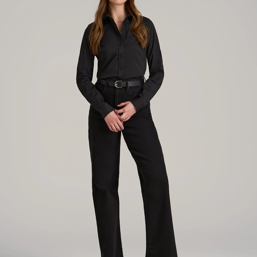 White House Black Market Black Collared Shirt